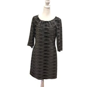 Trina Turk business casual 3/4 length sleeve dress in gray and black. Size 8.